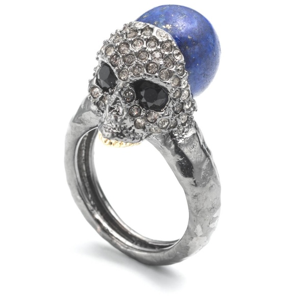 ALEXIS BITTAR Encrusted skull ring in Lapis Lazuli - Picture 1 of 3